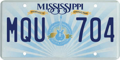 MS license plate MQU704