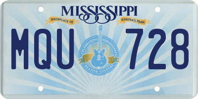 MS license plate MQU728