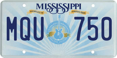 MS license plate MQU750