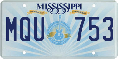 MS license plate MQU753
