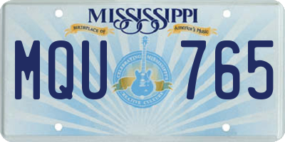 MS license plate MQU765