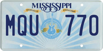 MS license plate MQU770
