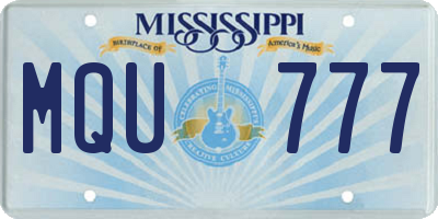 MS license plate MQU777