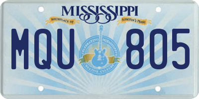 MS license plate MQU805