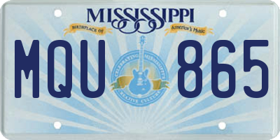 MS license plate MQU865