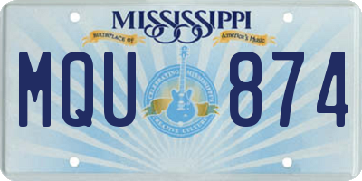 MS license plate MQU874