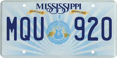 MS license plate MQU920