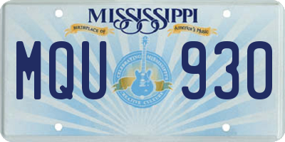 MS license plate MQU930