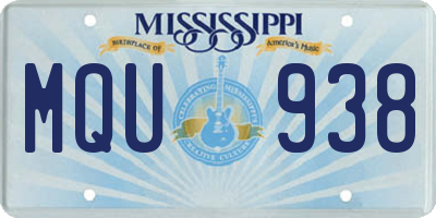 MS license plate MQU938