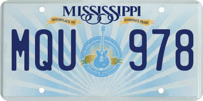 MS license plate MQU978