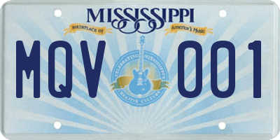 MS license plate MQV001