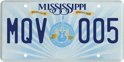 MS license plate MQV005