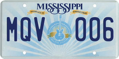 MS license plate MQV006