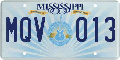 MS license plate MQV013