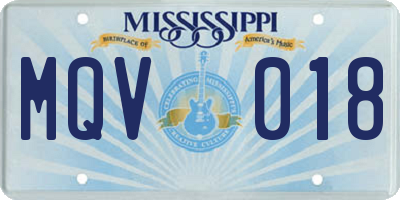 MS license plate MQV018