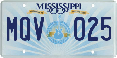 MS license plate MQV025