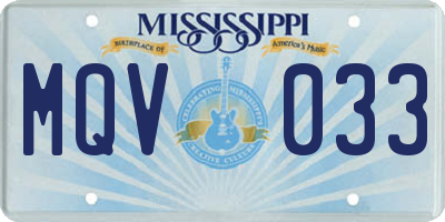 MS license plate MQV033