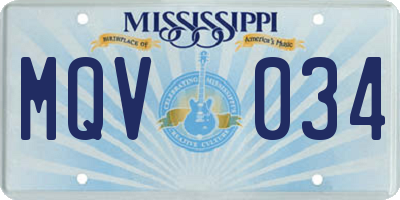 MS license plate MQV034