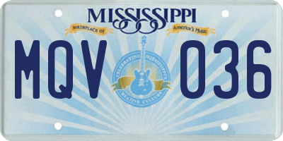 MS license plate MQV036
