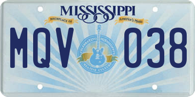 MS license plate MQV038