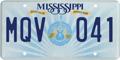 MS license plate MQV041