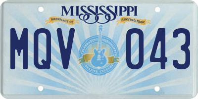 MS license plate MQV043