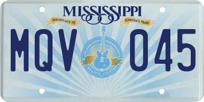 MS license plate MQV045
