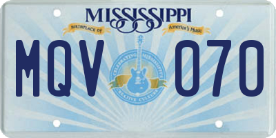 MS license plate MQV070