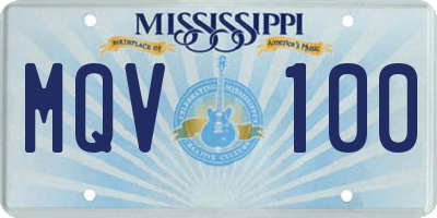 MS license plate MQV100