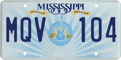 MS license plate MQV104