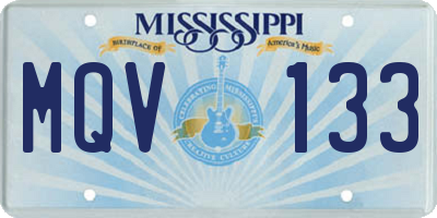 MS license plate MQV133