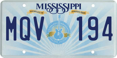 MS license plate MQV194