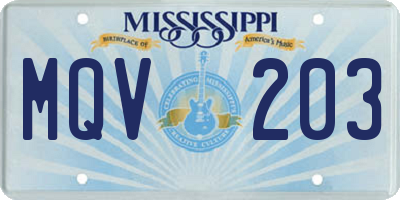 MS license plate MQV203