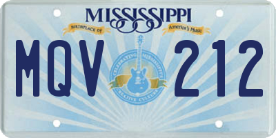 MS license plate MQV212