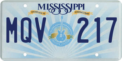 MS license plate MQV217