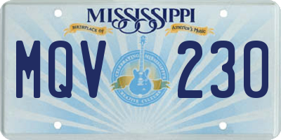MS license plate MQV230