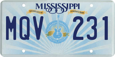 MS license plate MQV231