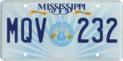 MS license plate MQV232