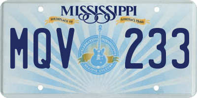 MS license plate MQV233