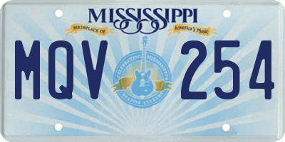 MS license plate MQV254