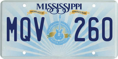 MS license plate MQV260