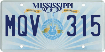 MS license plate MQV315