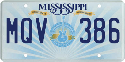 MS license plate MQV386
