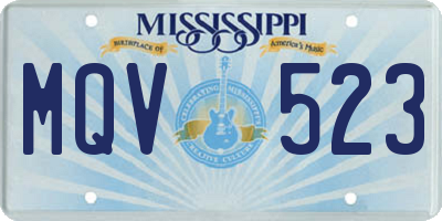MS license plate MQV523