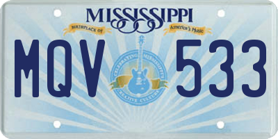MS license plate MQV533