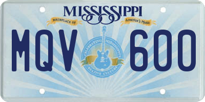 MS license plate MQV600