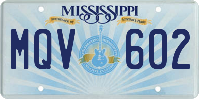 MS license plate MQV602