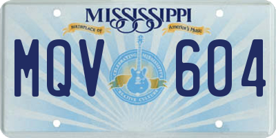 MS license plate MQV604