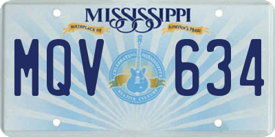 MS license plate MQV634