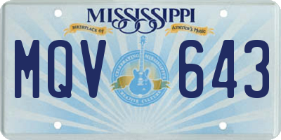 MS license plate MQV643
